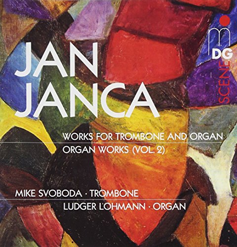 "CD cover with abstract colorful background and white text featuring 'Jan Janča' prominently."