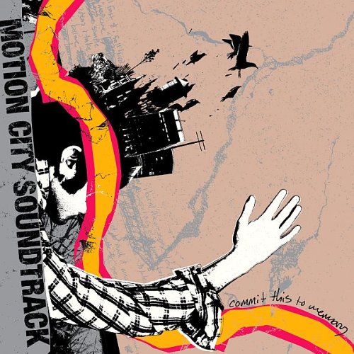 "CD album cover with abstract illustration, text 'Motion City Soundtrack' on the left side."