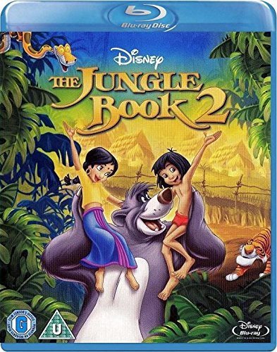 Blu-ray cover for Disney’s The Jungle Book 2 featuring Mowgli, Baloo, and Bagheera.