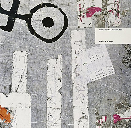 "Album cover with mixed media collage, featuring black, white, and red elements."