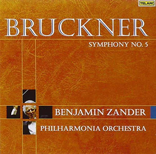 "Orange CD cover with 'Bruckner Symphony No. 5' and conductor's photo."