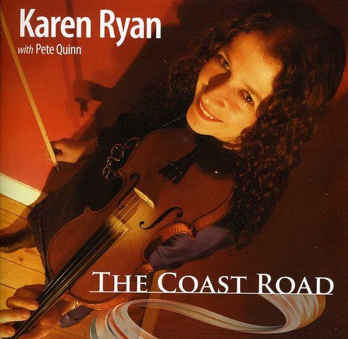A woman holding a violin and bow, smiling, on a music album cover.