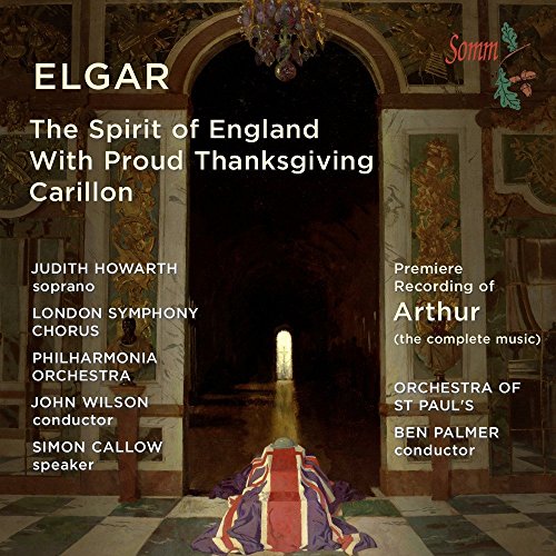 CD cover for Elgar’s “The Spirit of England” featuring a draped flag.