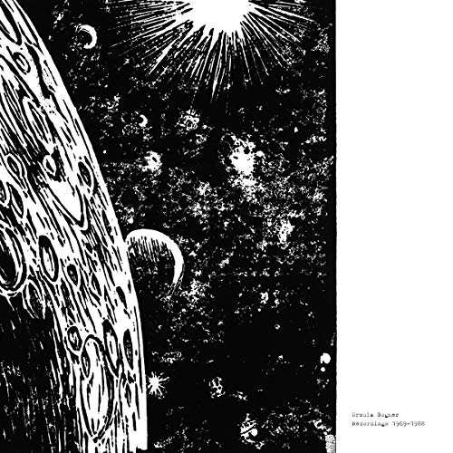 Black and white vinyl album cover featuring an illustrated planet and starry space scene.