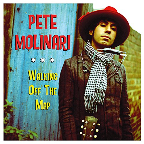 Album cover for Pete Molinari’s “Walking Off The Map” featuring a man with a guitar.