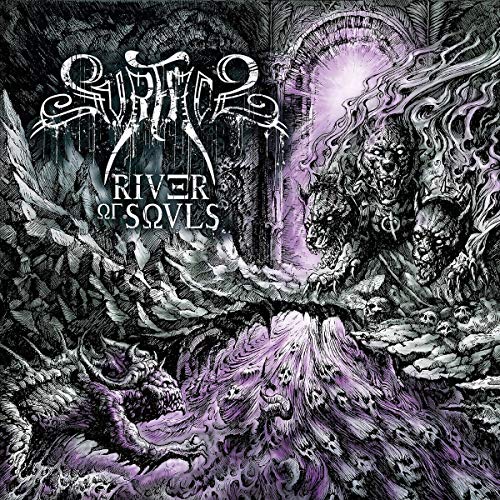 "Album cover art with dark, gothic illustration and 'Surface - River of Souls' text."