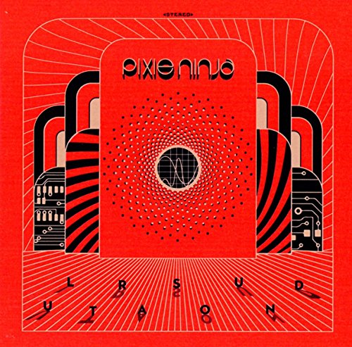 Red and black abstract CD cover with stylized electronic imagery.