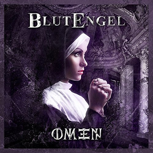 Blutengel - Omen" CD cover: a nun’s face against a gothic backdrop.