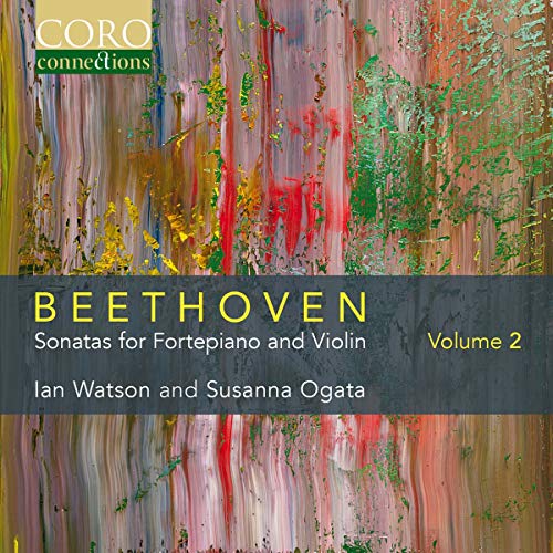 "CD cover with abstract painting, Beethoven text, and artist names."