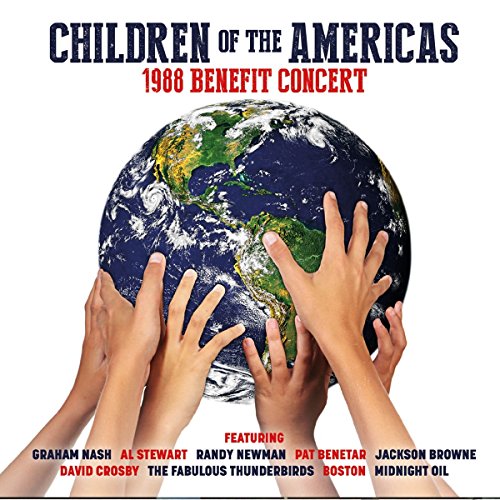 CD cover: Earth held by hands, featuring benefit concert artist names.