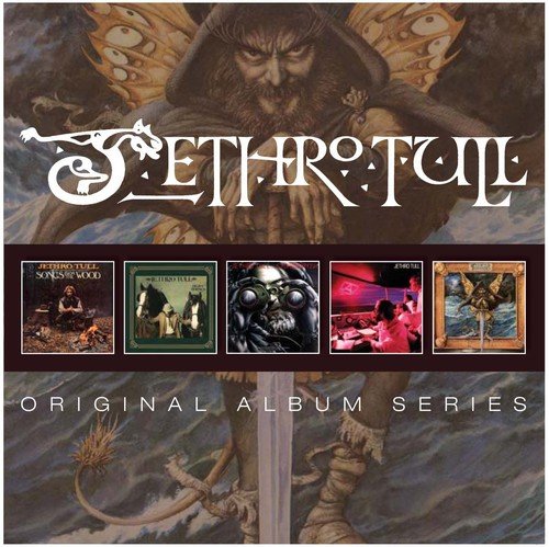 Jethro Tull album cover with medieval illustration and five smaller album covers below.