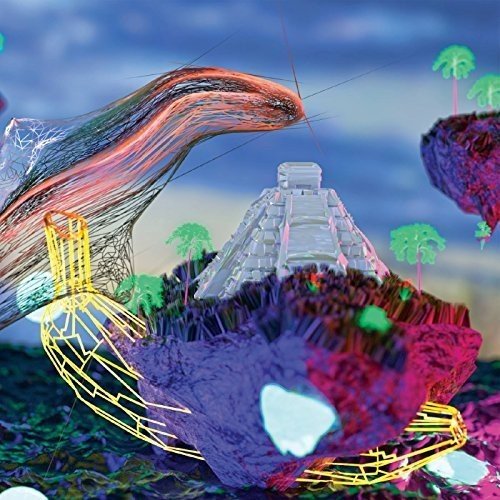 Surreal digital art of a Mayan pyramid on a floating island.
