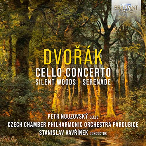 CD cover for Dvořák’s Cello Concerto featuring a forest scene.
