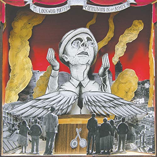 Album cover: illustrated man with wings, red background, and onlookers.