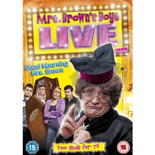 DVD cover featuring an elderly woman in mourning attire, with a coffin and others.