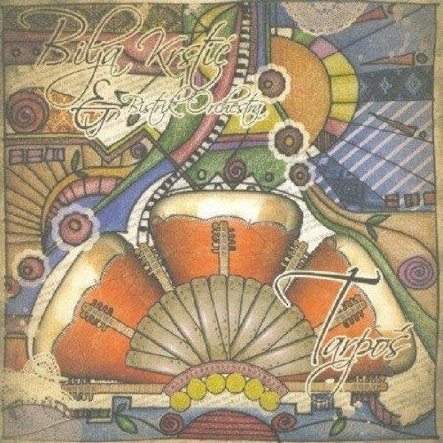 "Album cover with abstract, colorful design featuring guitars and text 'Bilja Krstic - Tarpos'."