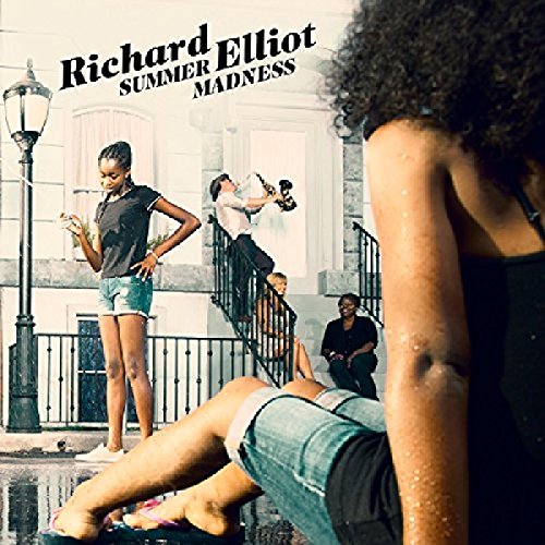CD cover: people outdoors, a musician with a saxophone, and city elements.