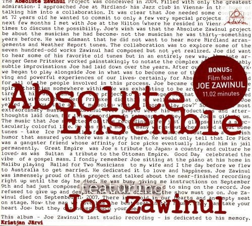 The image shows a CD cover with red text on a white background.