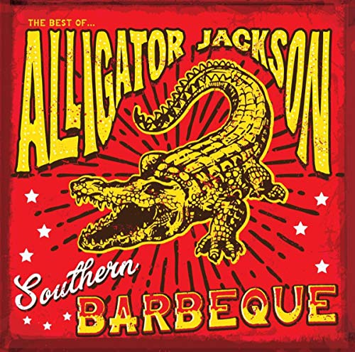 Red album cover featuring an alligator illustration and text details.