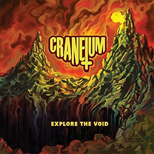 CD cover for Craneium’s “Explore The Void” featuring fiery mountains.