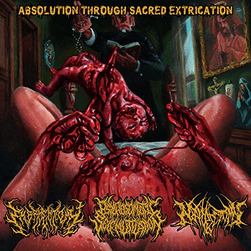 A CD album cover depicting a graphic, disturbing scene of exorcism with yellow text.