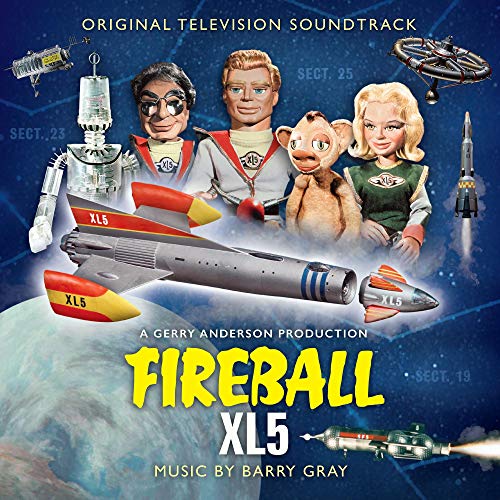 Fireball XL5 CD cover featuring characters and a red rocket ship.