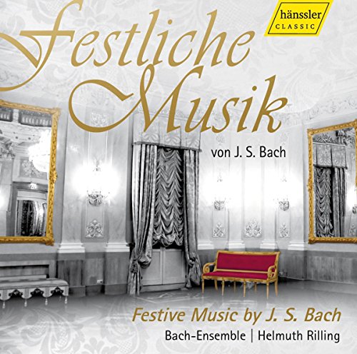 CD cover: ornate room interior, gold text "Festliche Musik" by J.S. Bach.