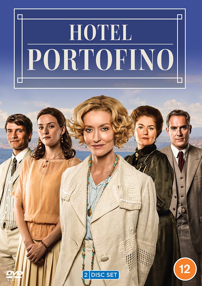Hotel Portofino" DVD cover featuring a group of people in period clothing.