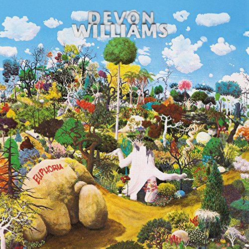 Album cover for Devon Williams’ “Euphoria” featuring a colorful, surreal landscape.