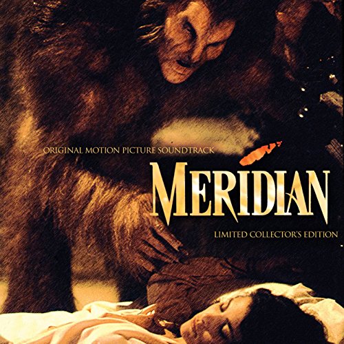 "CD cover art: 'Meridian' soundtrack with a man and a werewolf."
