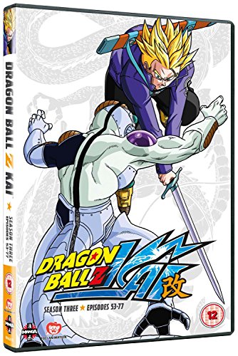 "DVD case for 'Dragon Ball Z Kai: Season 3' featuring anime characters in combat."