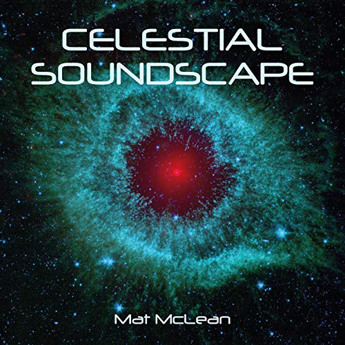 "Album cover featuring a red nebula surrounded by blue-green gas and stars."