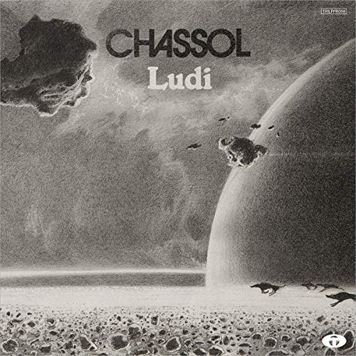 Black and white album cover for Chassol’s “Ludi” with space imagery.