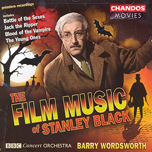 CD cover for “The Film Music of Stanley Black” with portrait and spooky imagery.