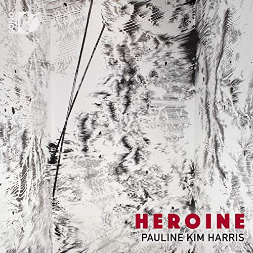 CD cover for Pauline Kim Harris’s “Heroine” with abstract black and white art.