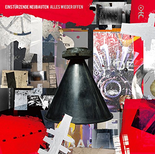 Album cover for Einsturzende Neubauten, featuring collage of objects and red color.