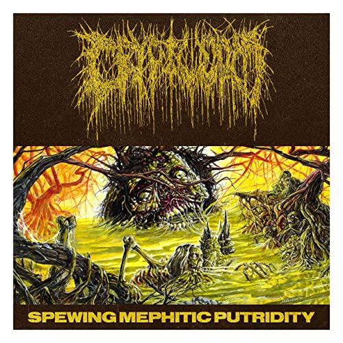 CD cover art: grotesque, decaying face amidst tangled roots and bones.