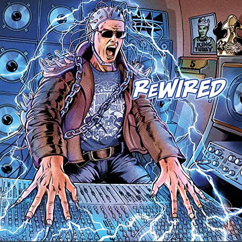 Album cover: man with electrical effects operating a mixing console.