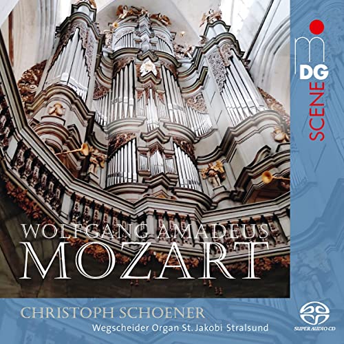 CD cover featuring a large, ornate pipe organ with "Mozart" text.
