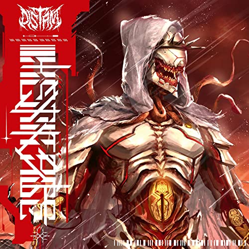 Album cover: armored figure with hood, red background, dark tentacles.