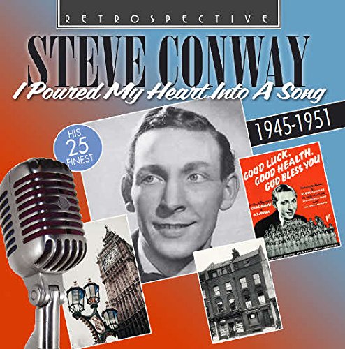 "CD cover with singer Steve Conway's portrait, microphone, and images of London landmarks."