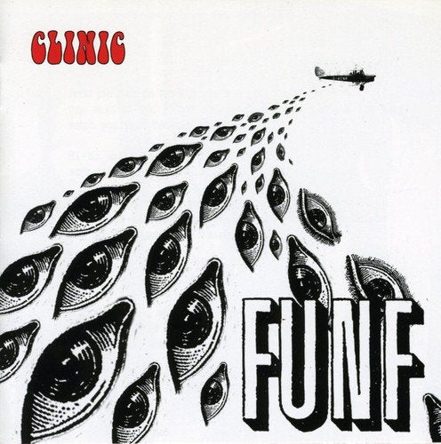 Black and white album cover with eyes, a plane, and text "FUNF".