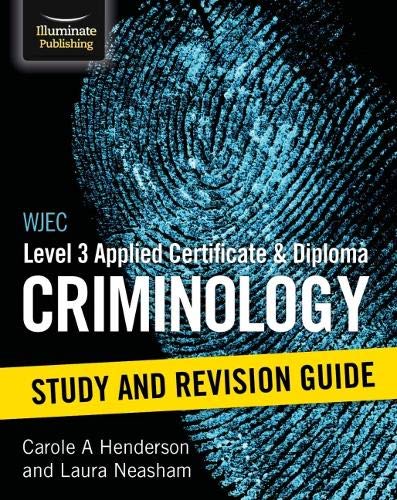 "Black book cover with blue fingerprint and white text, titled 'CRIMINOLOGY STUDY AND REVISION GUIDE'."
