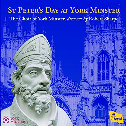 CD cover with a statue of a bearded bishop against a blue-toned cathedral background.