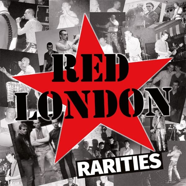 Red London Rarities vinyl record cover with black and white photos.