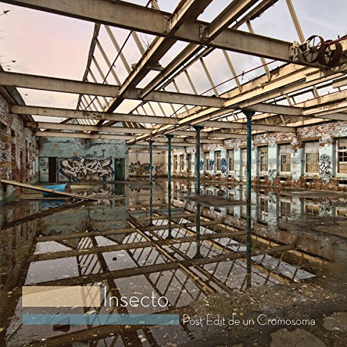 Dilapidated industrial interior with a glass roof and flooded floor.