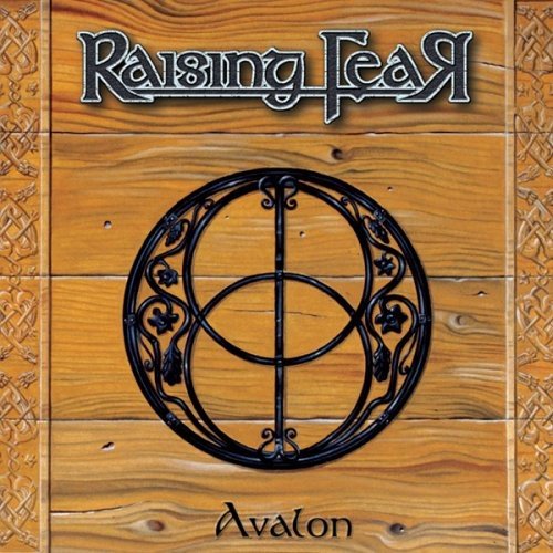 Raising Fear "Avalon" CD cover: wooden texture, black circular design.