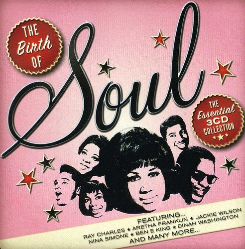 "Pink CD cover with 'The Birth of Soul' and artist portraits."