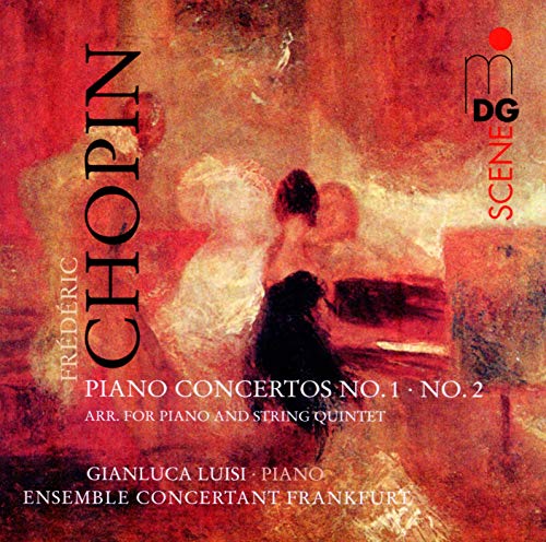 CD cover for Chopin piano concertos featuring a painterly image of a woman.
