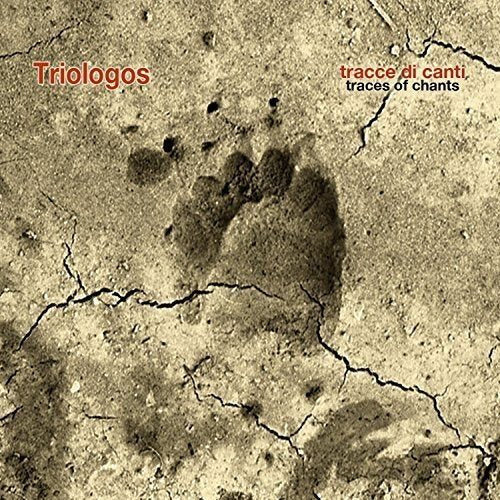"CD cover with cracked earth texture, dark footprint, and red and black text."